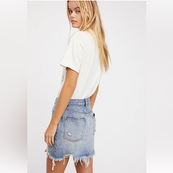 Free People Light Blue Denim Mini Skirt - Picture 3 of 9